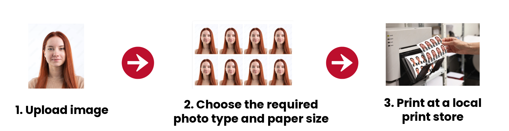 Passport photo collage generator: Upload photo, generate collage, print passport photos